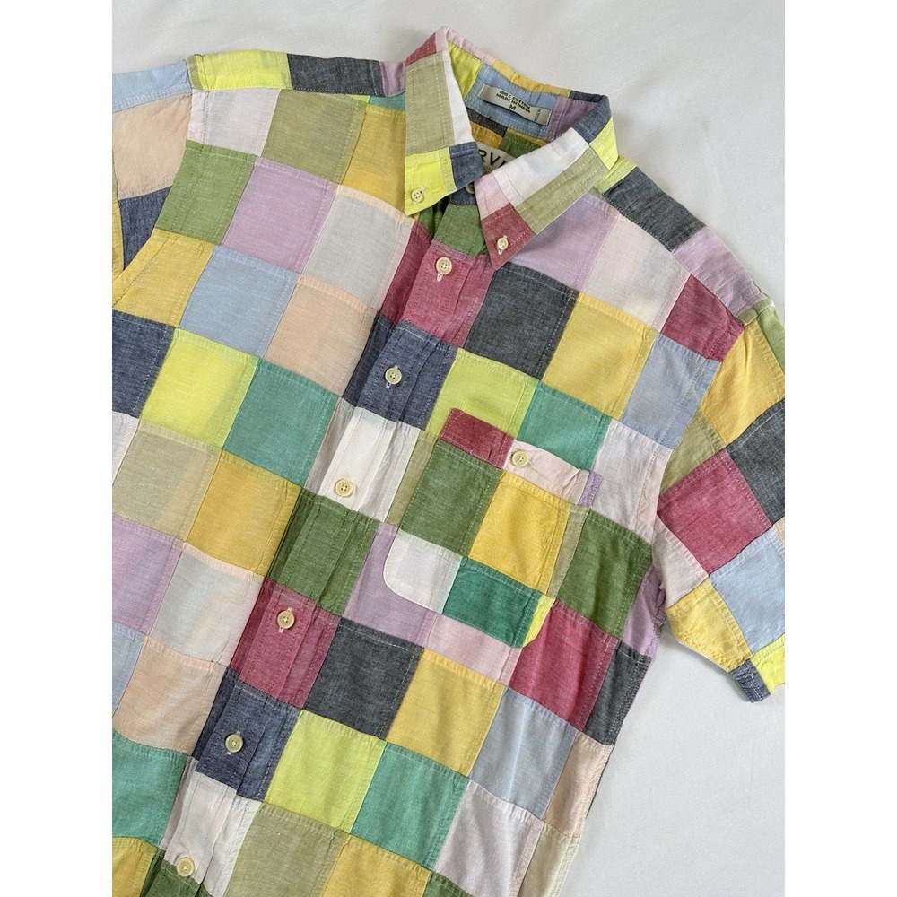 Vintage Orvis Madras Patchwork Colorfull Fly Fishing Shirt India Men M Retro - Picture 2 of 9